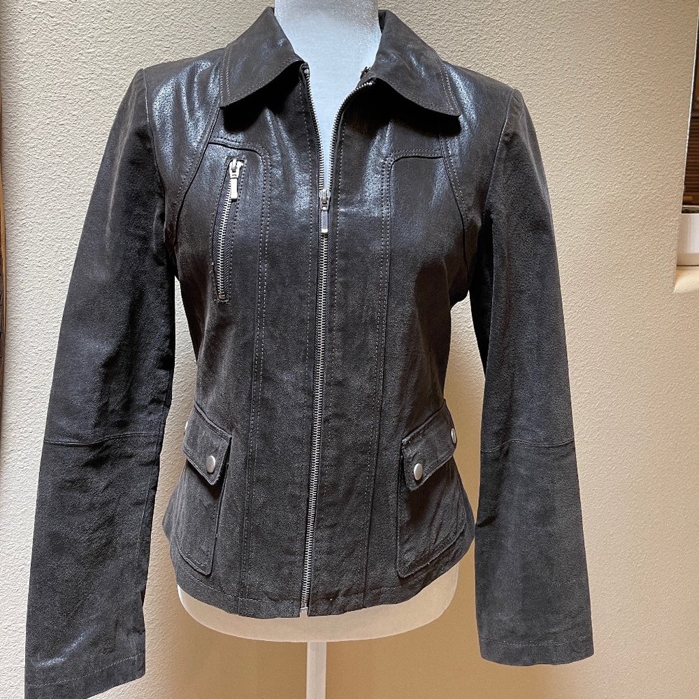 Vintage Armi Black Leather Moto Jacket.  Size Medium.